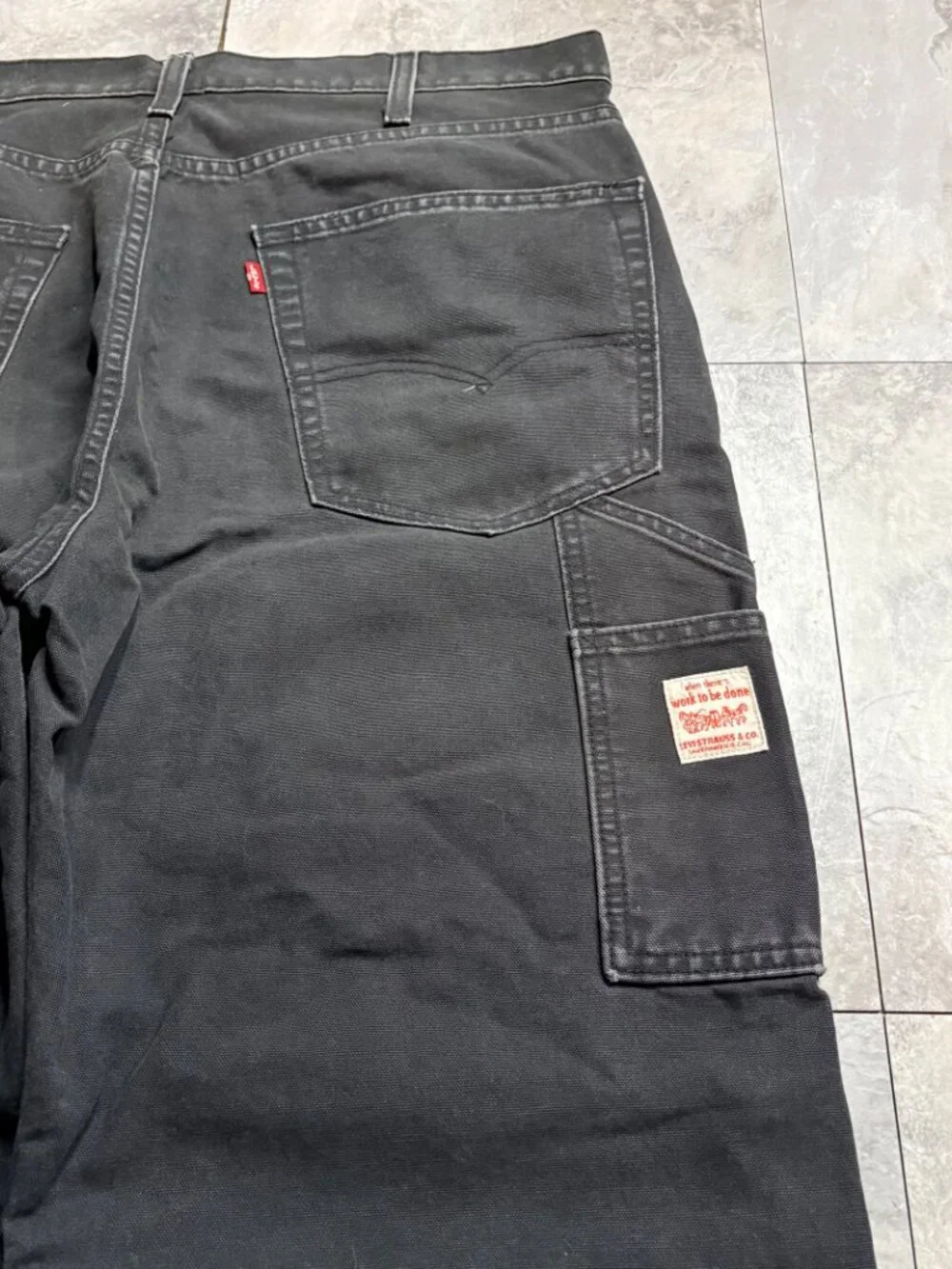 Levi's Double Knee Carpenter Jeans 36x30 Black Baggy Workwear Y2K